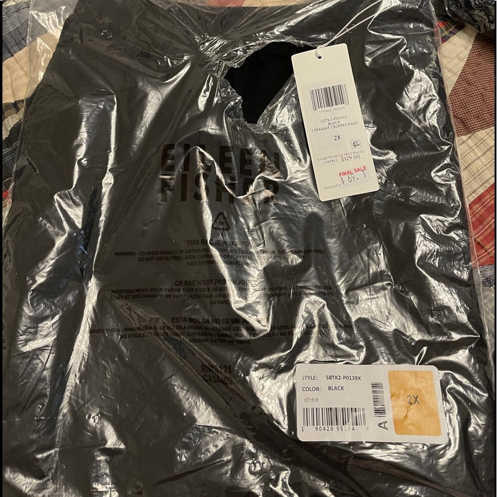 Eileen Fisher Black Pants Straight 2x Brand New